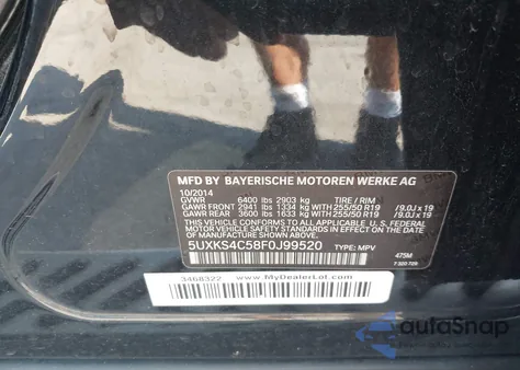 2015 BMW X5 xDrive35D from USA, damaged, VIN 5UXKS4C58F0J99520